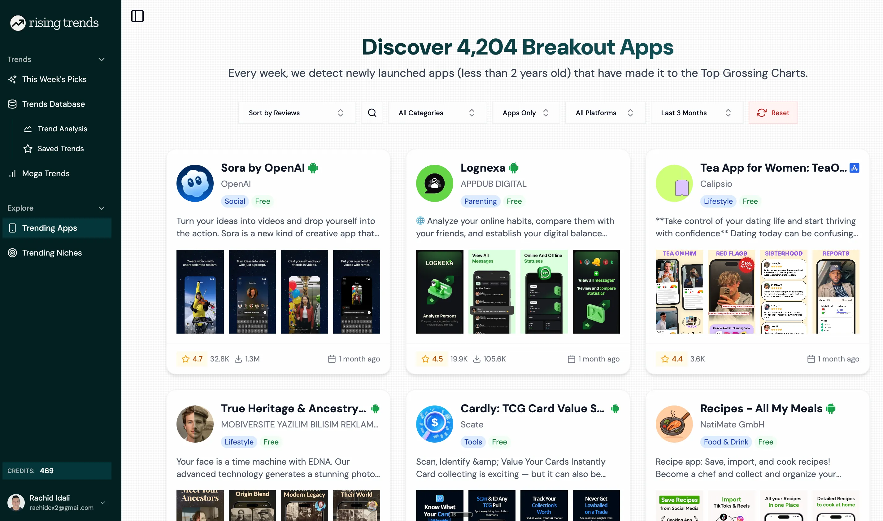Trending Apps Dashboard